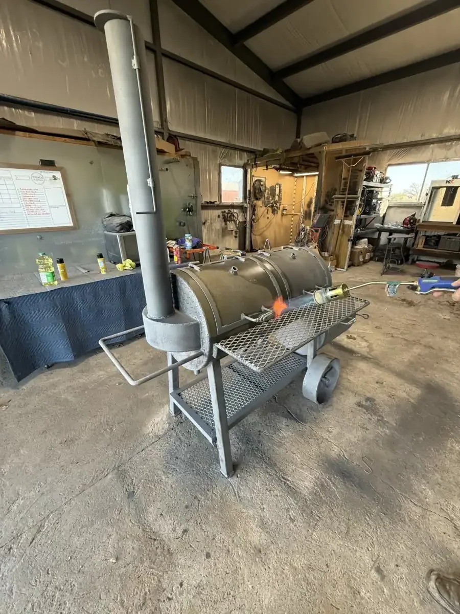 Smoker grill restored with dustless blasting