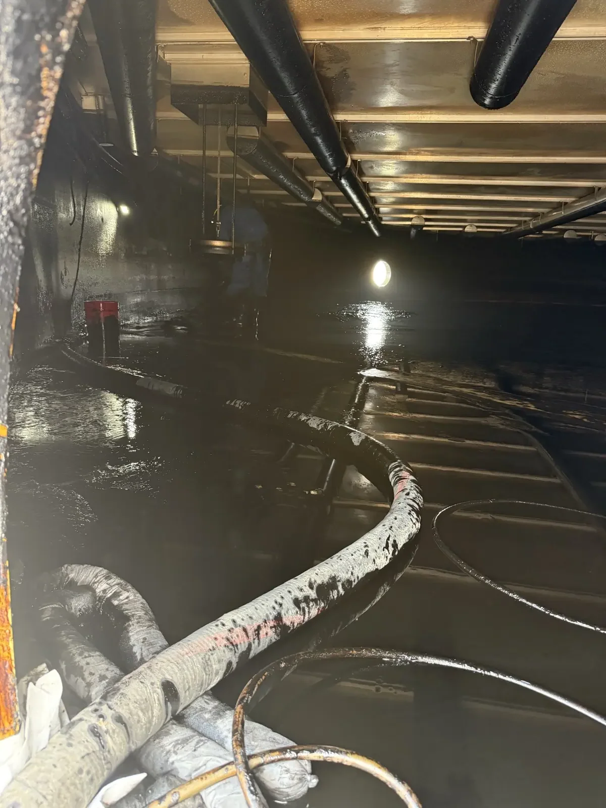 Tank cleaning in progress